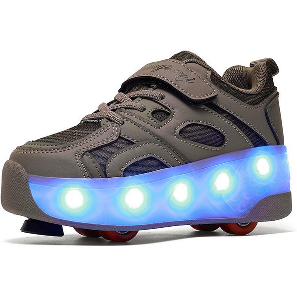 HUSK'SWARE Rollschuhe 4 Rollen mit Bremse & Auto-Knopf, Farbwechsel-Leuchte, (LED-Beleuchtung mit Farbwechsel – Cool & Auffällig), Verstellbarer Klettverschluss