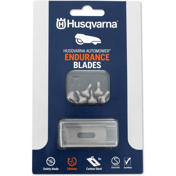 Husqvarna Mährobotermesser Endurance, 6er-Pack Kohlenstoffstahl, für Husqvarna Mähroboter, 4-Kanten-Design