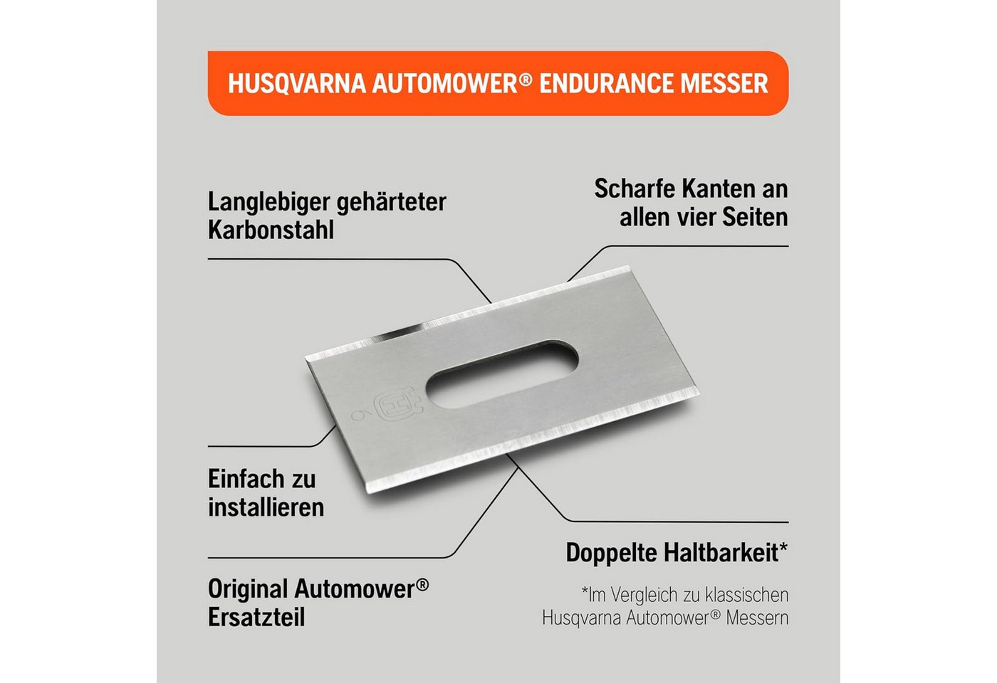 Husqvarna Mährobotermesser Endurance, 6er-Pack Kohlenstoffstahl, für Husqvarna Mähroboter, 4-Kanten-Design – Bild 3 von 5
