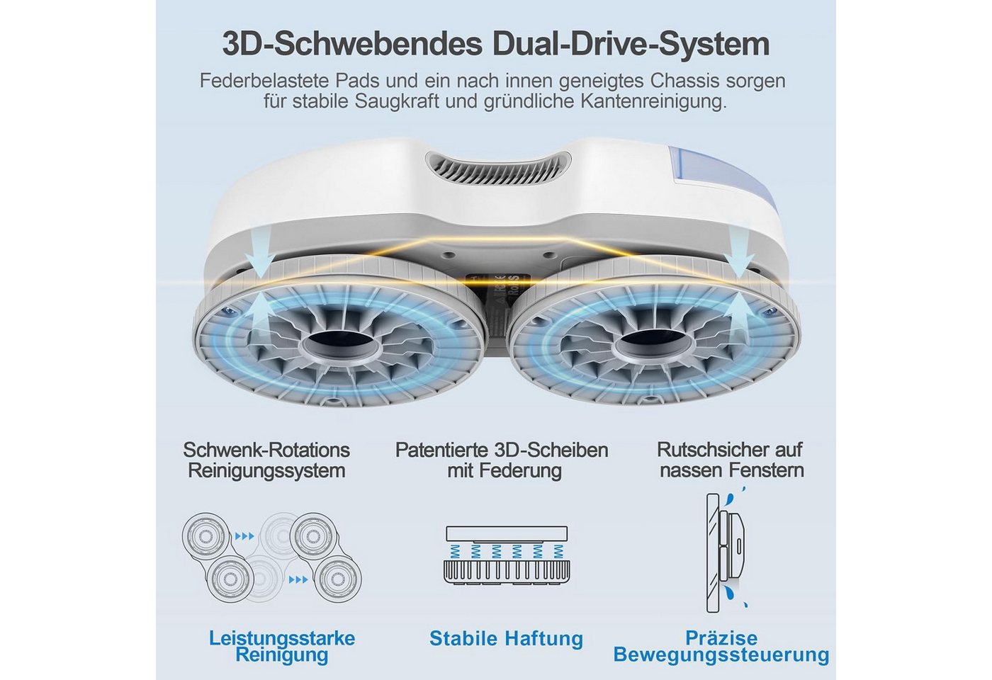HUTT Fensterputzroboter S7 Fensterputzroboter mit Sprühfunktion, 80ml tank, HUTTHINK 5.0, mit Sprühfunktion, 5500Pa,HUTTHINK 5.0 Intelligente Frequenzsteuerung – Bild 2 von 5