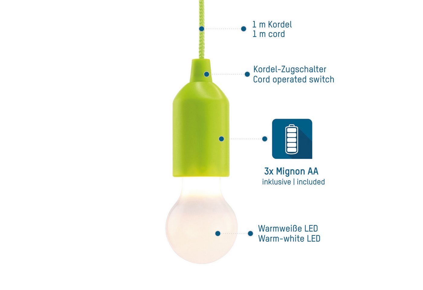 HyCell LED Gartenleuchte Pull-Light mit Zugschalter - Warmweiß LED mit 22 Stunden Leuchtdauer, LED – Bild 2 von 5