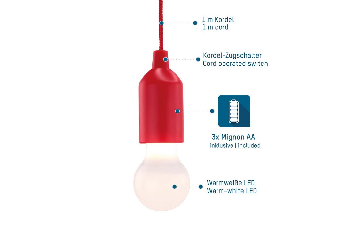 HyCell LED Gartenleuchte Pull-Light mit Zugschalter - Warmweiß LED mit 22 Stunden Leuchtdauer, LED – Bild 2 von 5