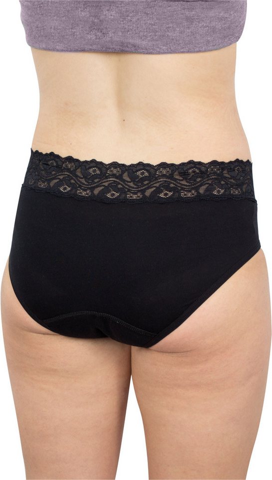 Hydas Inkontinenzslip mit elegantem Spitzenbund und integrierter Saugeinlage, aus Baumwolle Schutz bei Blasenschwäche, während der Periode oder im Wochenbett – Bild 5 von 5