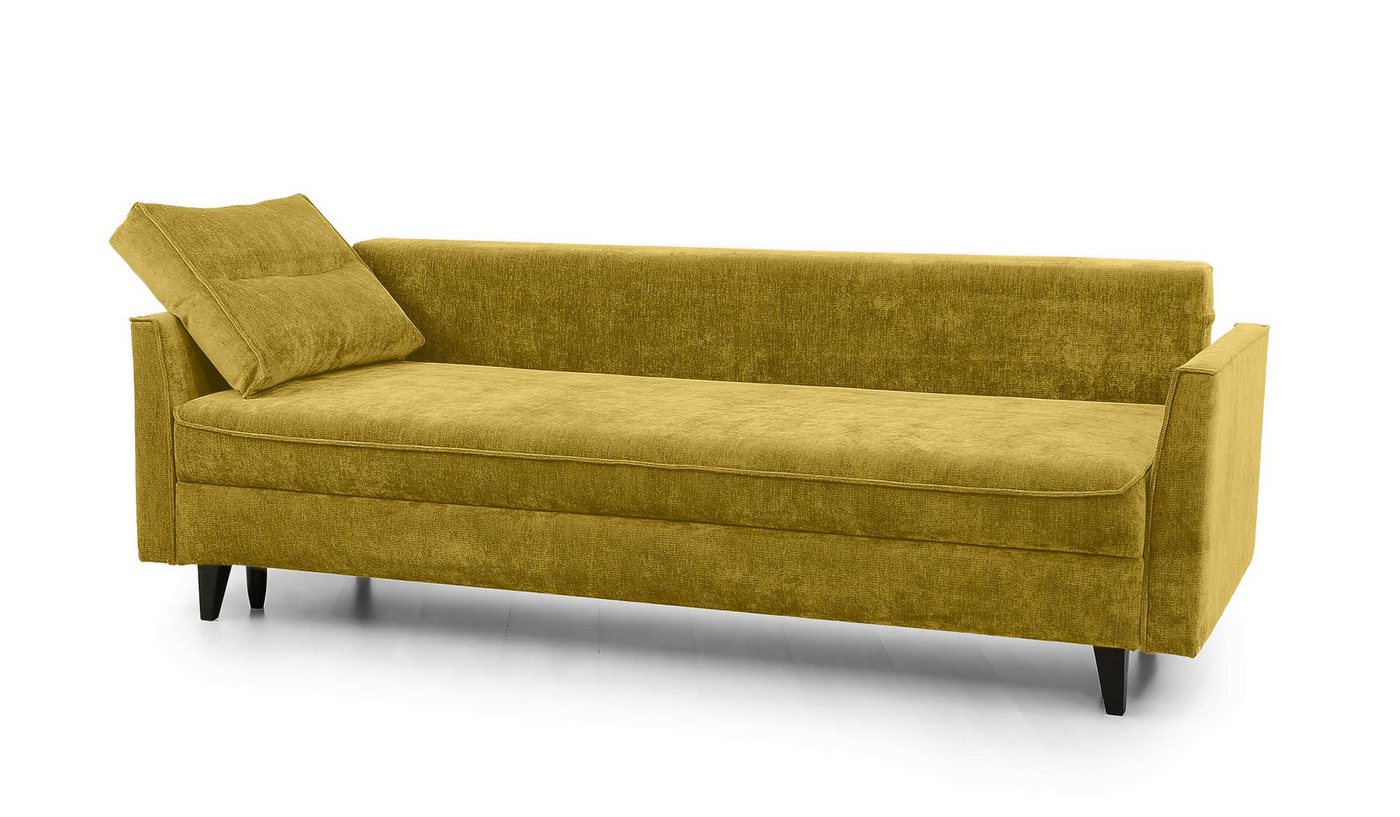 Hygger Möbelhaus Schlafsofa Loki mit Bettkasten im exklusiven Chenille-Stoff Priority, Liegefläche 145 × 202 cm, Taschenfederkern, massive Buchenholzfüße (13 cm – Bild 4 von 5