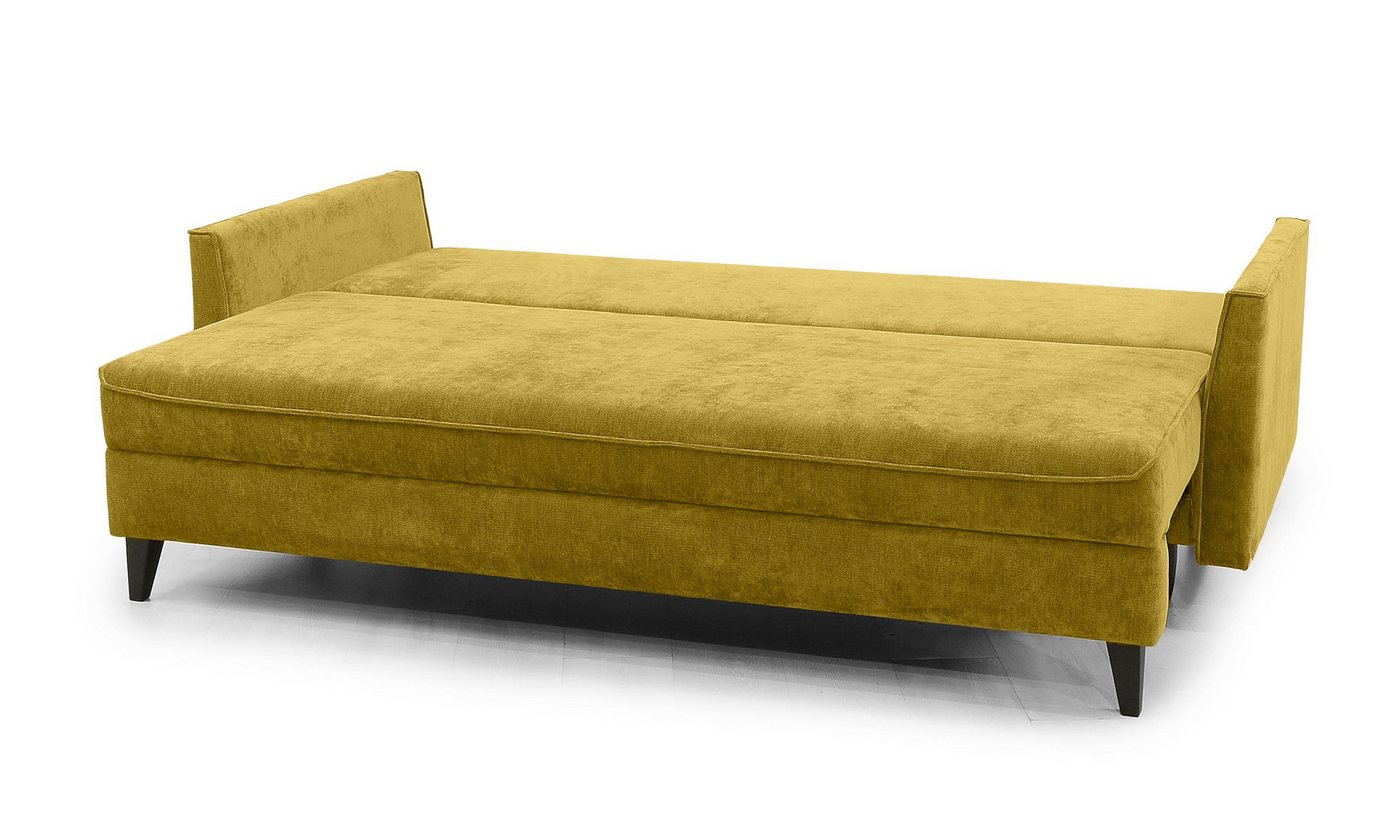 Hygger Möbelhaus Schlafsofa Loki mit Bettkasten im exklusiven Chenille-Stoff Priority, Liegefläche 145 × 202 cm, Taschenfederkern, massive Buchenholzfüße (13 cm – Bild 5 von 5