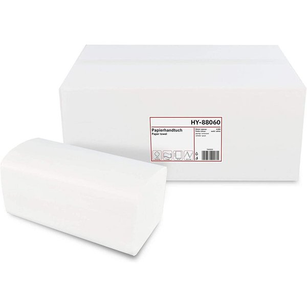Hypafol Papierhandtuch Recycling extra weiß, 2-lagig, 24x21 cm, 4000 Blatt, ZZ/V-Falz