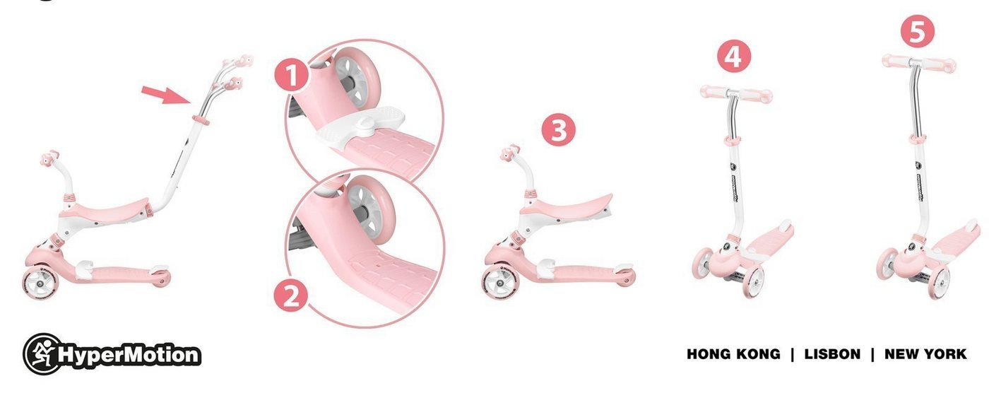 HyperMotion Dreiradscooter Roller 5in1 - Rosa, 0 km/h – Bild 2 von 5