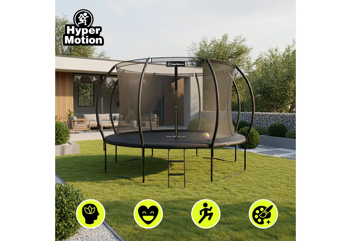 HyperMotion Gartentrampolin Gartentrampolin mit Leiter und Innennetz, Ø 366 cm – Bild 3 von 5