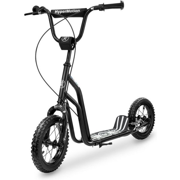HyperMotion Scooter Tretroller VIVA 12 – Schwarz mit 30 cm Luftreifen, 15km