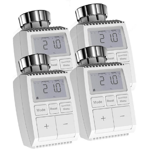 Hyrican Heizkörperthermostat programmierbares Heizkörperthermostat, Frostschutz, Nachtabsenkung, (4 St) mit Tag/Woche/Wochenend-Planer