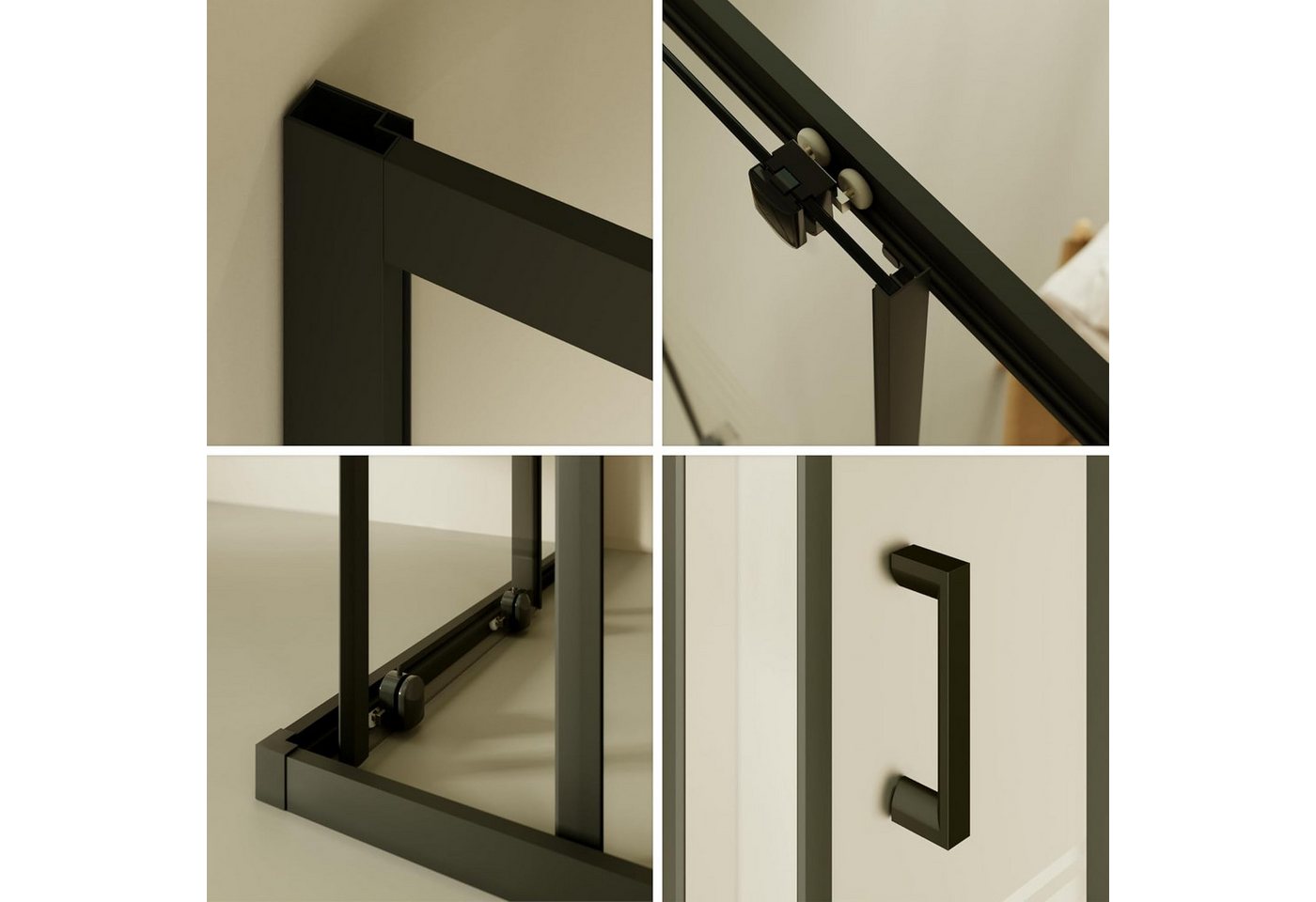 i-flair Eckdusche Schiebetür Duschkabine DANIELLE aus teilsatiniertem 6 mm ESG, BxT: 80x80 cm, Einscheibensicherheitsglas, ohne Duschtasse, mit hochwertigen Alu – Bild 4 von 5