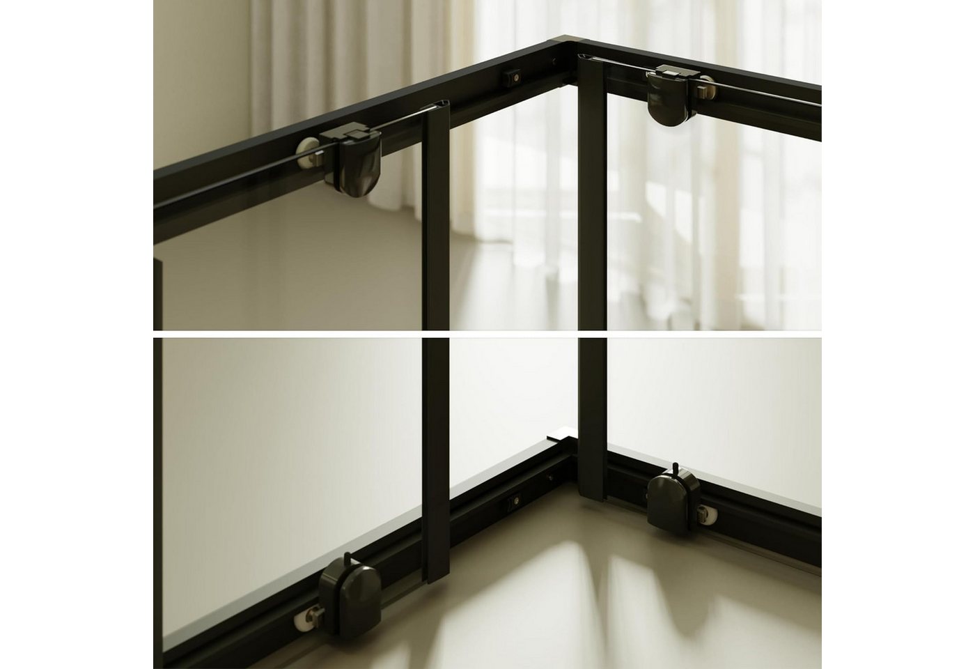 i-flair Eckdusche Schiebetür Duschkabine DANIELLE aus teilsatiniertem 6 mm ESG, BxT: 80x80 cm, Einscheibensicherheitsglas, ohne Duschtasse, mit hochwertigen Alu – Bild 5 von 5