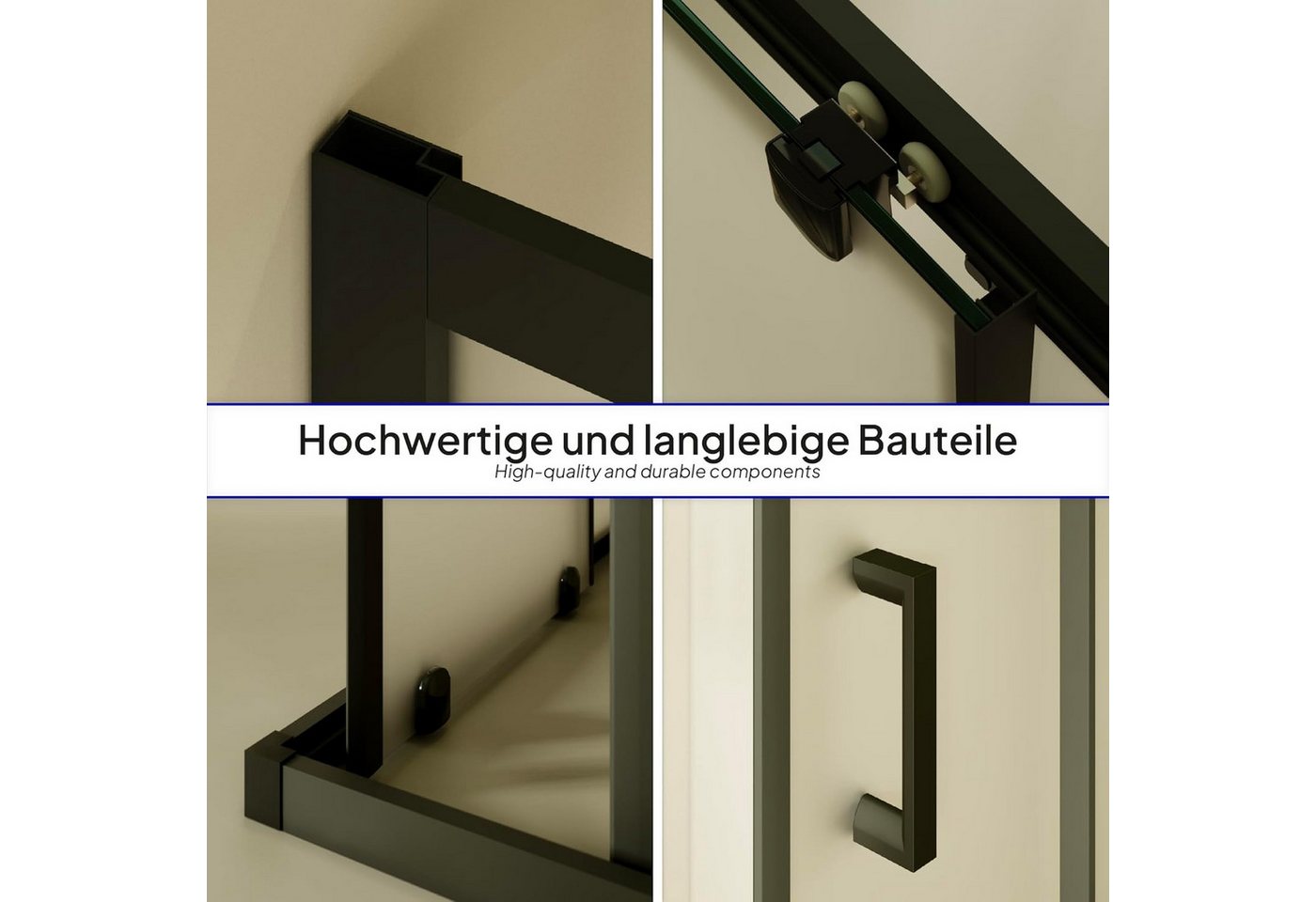 i-flair Eckdusche Schiebetür Duschkabine DANIELLE aus satiniertem 6 mm ESG, BxT: 95x95 cm, Einscheibensicherheitsglas, ohne Duschtasse, mit hochwertigen Alumini – Bild 4 von 5
