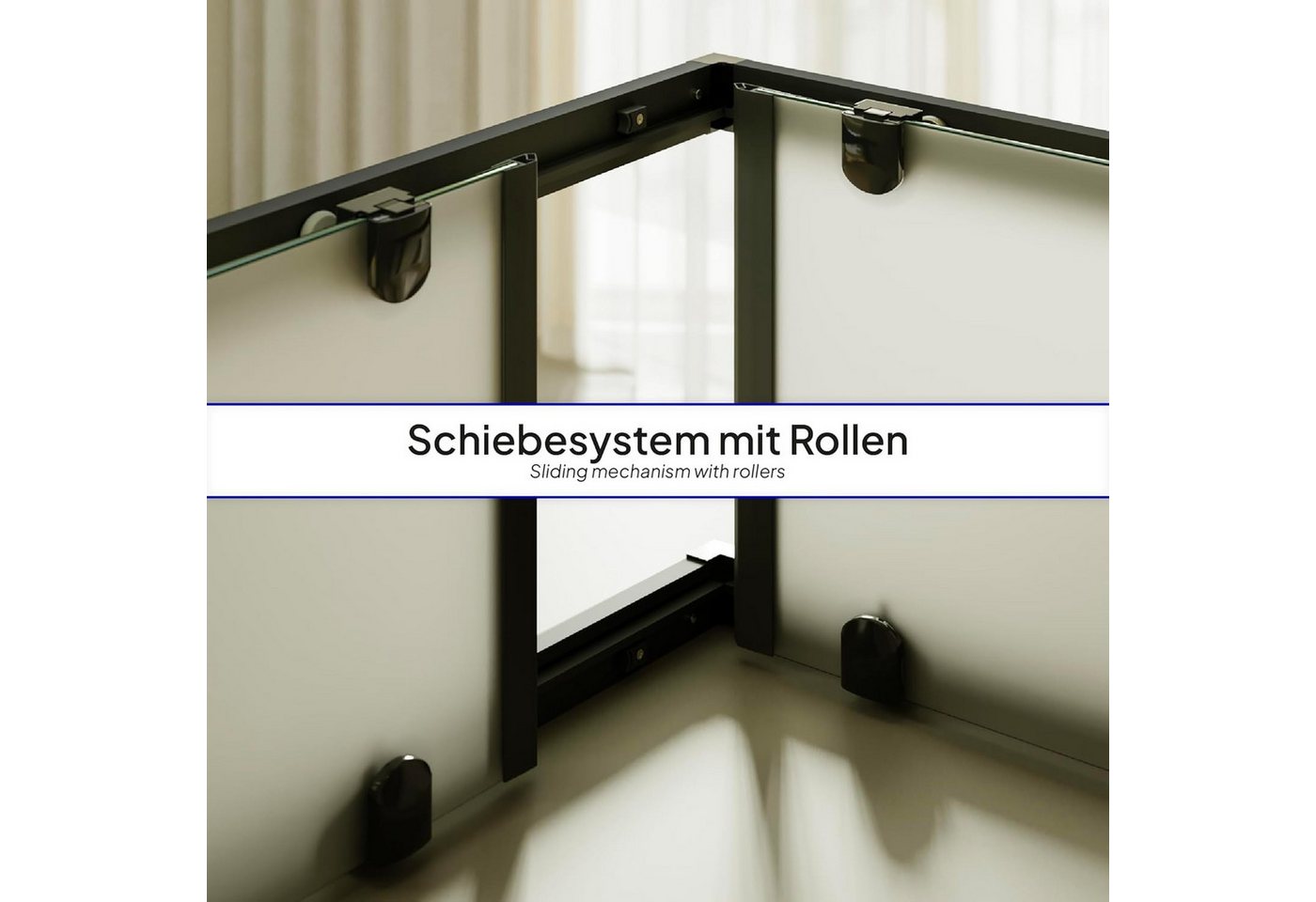 i-flair Eckdusche Schiebetür Duschkabine DANIELLE aus satiniertem 6 mm ESG, BxT: 95x95 cm, Einscheibensicherheitsglas, ohne Duschtasse, mit hochwertigen Alumini – Bild 5 von 5