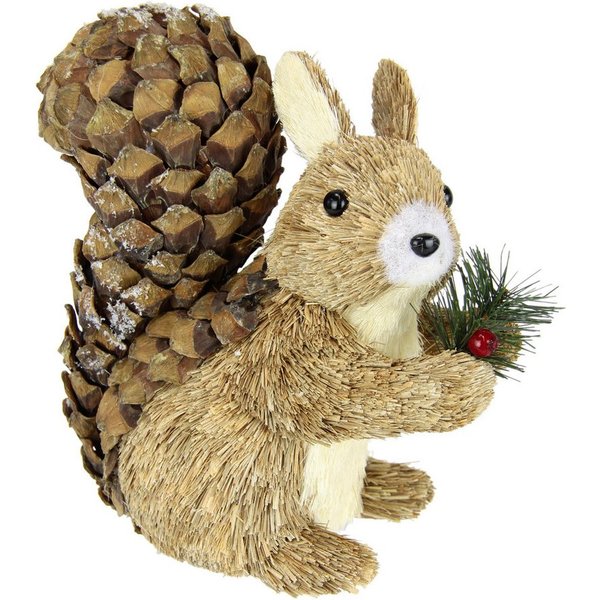 I.GE.A. Dekofigur Eichhörnchen (1 St), Aus Bast Tierfigur Statue Herbstdeko Winterdeko Weihnachtsdeko