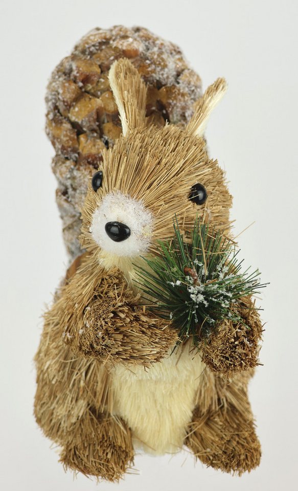 I.GE.A. Dekofigur Eichhörnchen (1 St), Aus Bast Tierfigur Statue Herbstdeko Winterdeko Weihnachtsdeko – Bild 2 von 4