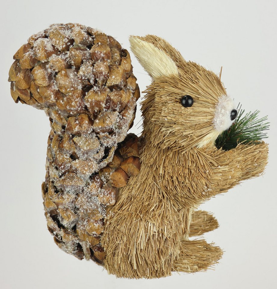 I.GE.A. Dekofigur Eichhörnchen (1 St), Aus Bast Tierfigur Statue Herbstdeko Winterdeko Weihnachtsdeko – Bild 3 von 4