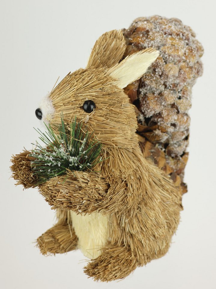 I.GE.A. Dekofigur Eichhörnchen (1 St), Aus Bast Tierfigur Statue Herbstdeko Winterdeko Weihnachtsdeko – Bild 4 von 4