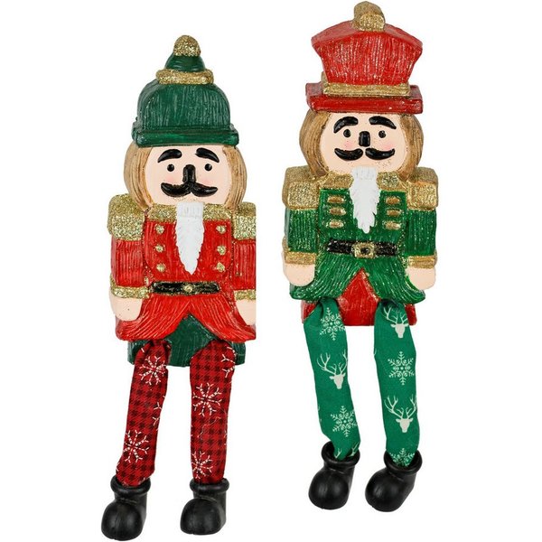 I.GE.A. Dekofigur Kantenhocker Nussknacker, 2er Set, Dekofigur Statue Deko Männchen Weihnachtsdeko