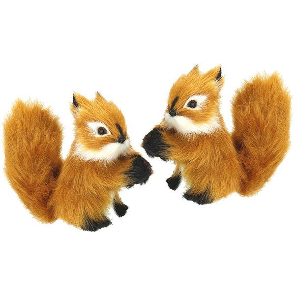 I.GE.A. Dekofigur Tierfigur mini Eichhörnchen (2 St), 2er Set aus Kunstfell Statue Ornamente Pelz Plüschtier Waldtier