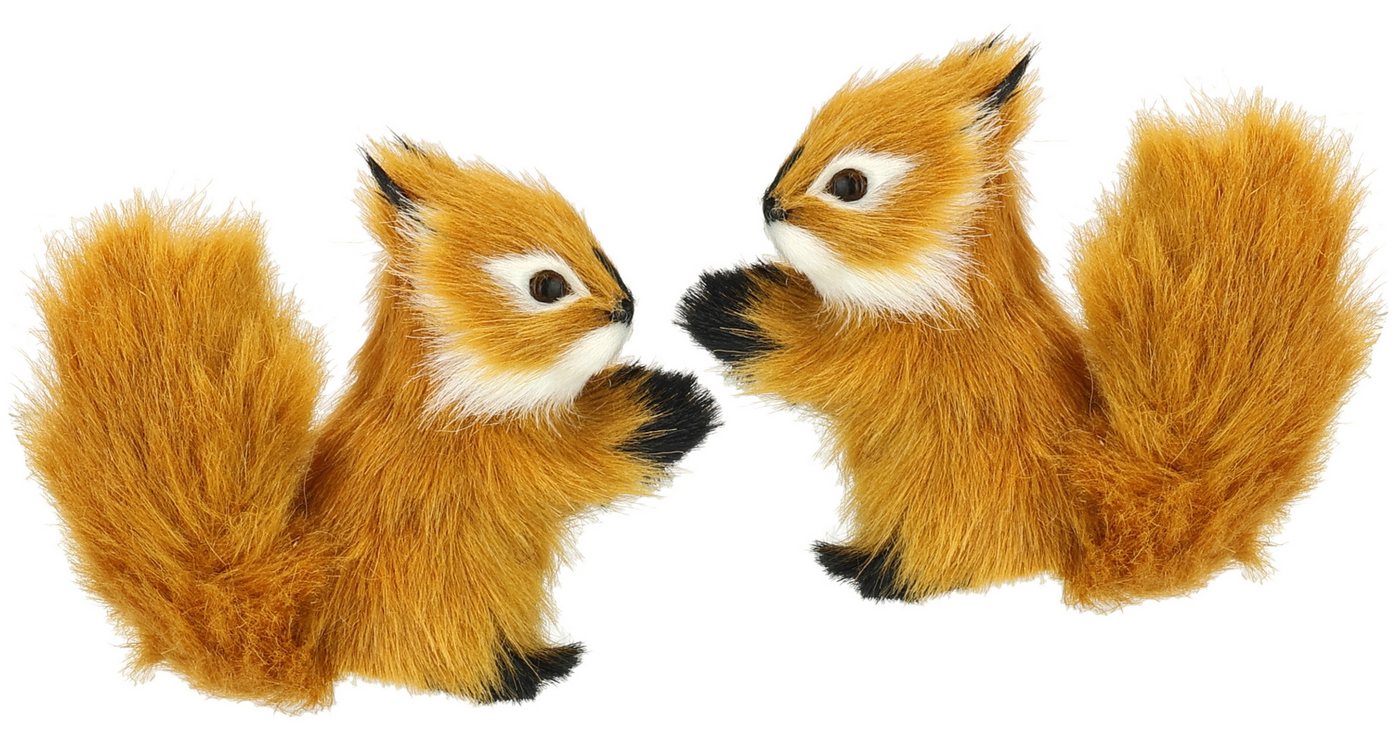 I.GE.A. Dekofigur Tierfigur mini Eichhörnchen (2 St), 2er Set aus Kunstfell Statue Ornamente Pelz Plüschtier Waldtier – Bild 2 von 2