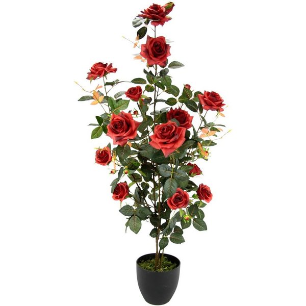 Kunstbaum Rosenbusch im Topf, I.GE.A., Höhe 115 cm, Kunstrosen Kunstpflanzen Rosenstrauch Deko Hochzeit