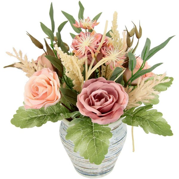 Kunstblume Gesteck Rosen im Topf, I.GE.A., Höhe 24 cm