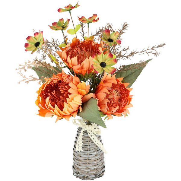 Kunstblume Protea Strauß in Vase, I.GE.A., Höhe 45 cm, Artischocken Blumensträuße Seidenblume Dekoblume Bouquet Herbstdeko