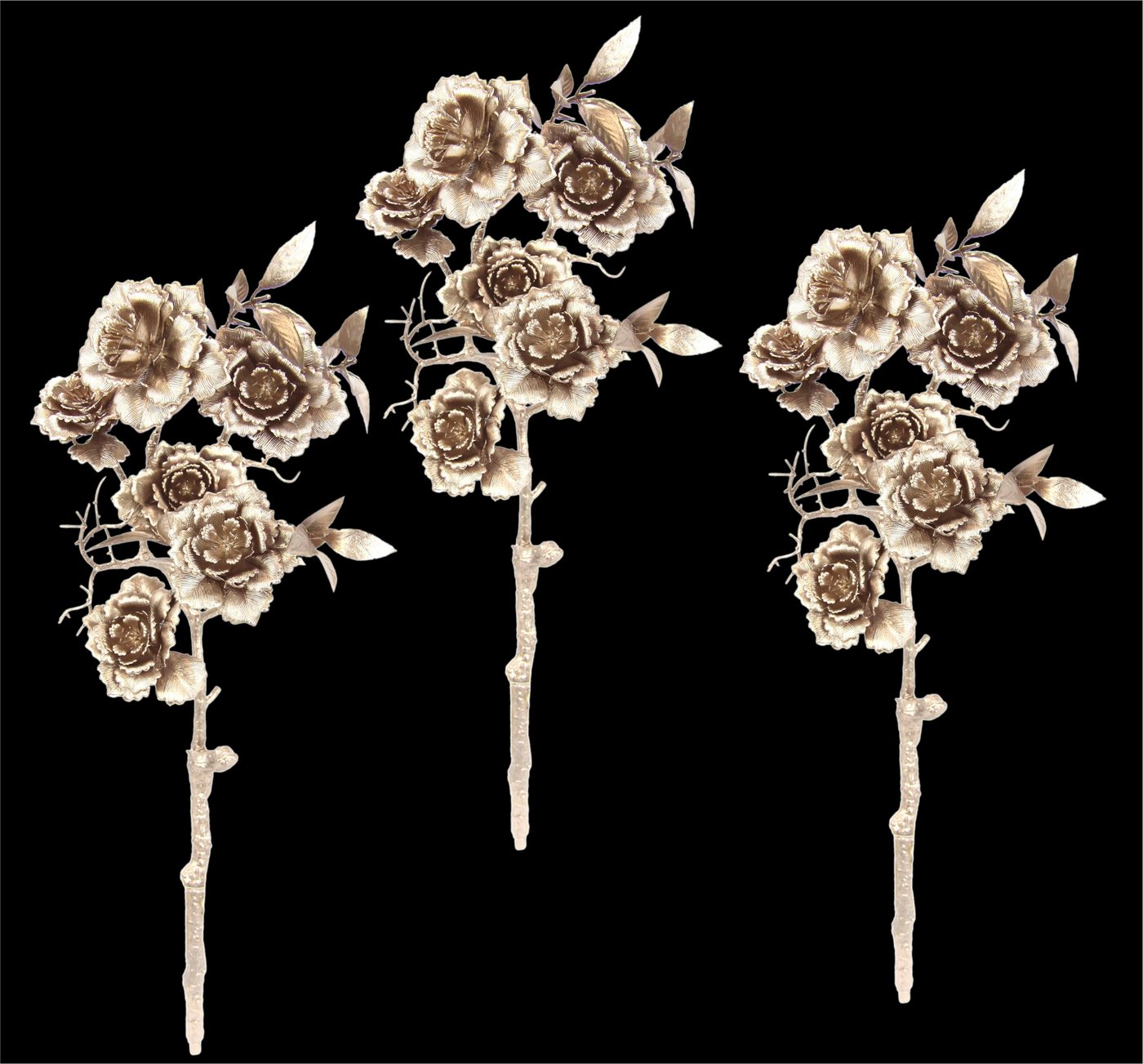 Kunstblume Rose, I.GE.A., Höhe 54 cm, Kunstrose, Rosenzweig, 3er Set – Bild 2 von 3