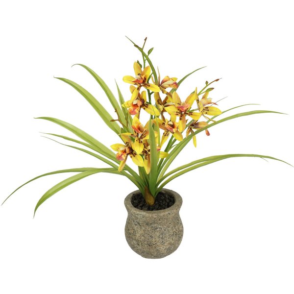 Kunstblume Kunstblume Schmetterling Orchidee mit Keramiktopf, I.GE.A., Höhe 38 cm, Mit Blätter Luftwurzeln Blume Kunstorchidee Phalaenopsis Kunstpflanze
