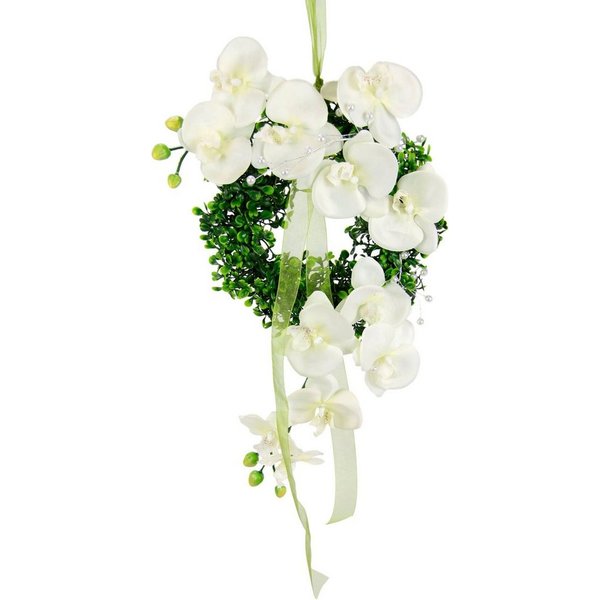 Kunstkranz Orchidee, I.GE.A., Höhe 46 cm, Buchskranz Festliche Dekoration Hochzeitsdeko Wanddeko