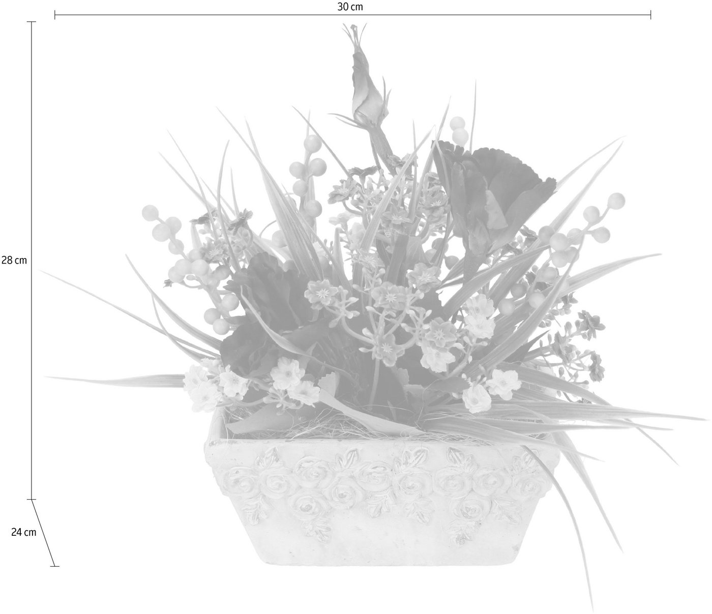 Kunstpflanze Blüten, I.GE.A., Höhe 28 cm, Arrangement in Schale – Bild 2 von 3