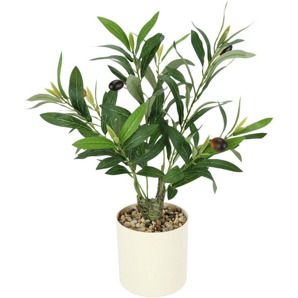 Kunstpflanze Künstlicher Olivenbaum mit schwarzen Oliven im Topf Olivenbaum, I.GE.A., Höhe 46 cm, 46cm Kunstpflanze Ölbaum Baum Kunstbaum Olivenpflanze Dekopfla