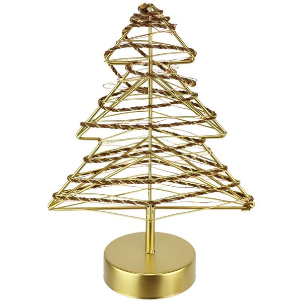 I.GE.A. LED-Dekofigur LED-Dekoobjekt Baum (1 St), Tannenbaum Metall Gold warmweiß Timer Batteriebetrieb Weihnachtsdeko