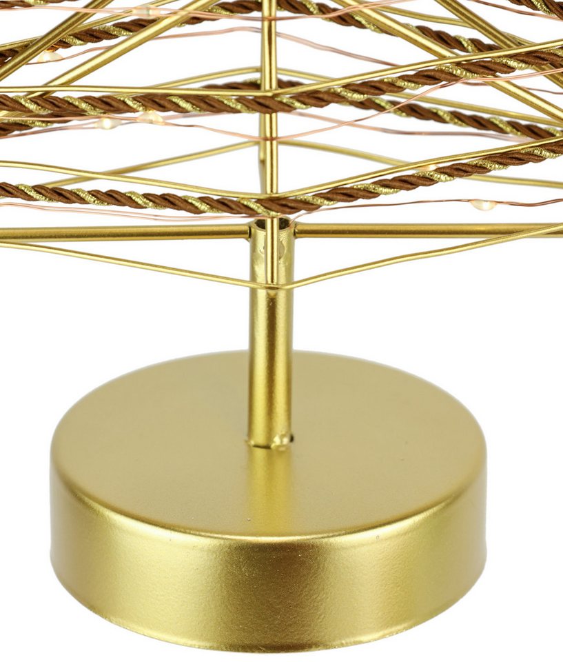 I.GE.A. LED-Dekofigur LED-Dekoobjekt Baum (1 St), Tannenbaum Metall Gold warmweiß Timer Batteriebetrieb Weihnachtsdeko – Bild 5 von 5