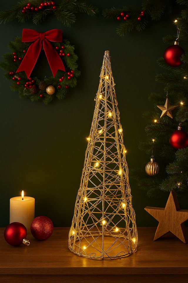I.GE.A. LED-Dekofigur LED-Pyramide, Dekofigur Weihnachtspyramide Weihnachtsdeko Weihnachtsbaum Christbaum – Bild 4 von 4