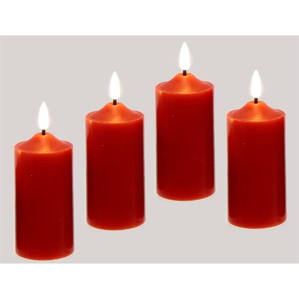I.GE.A. LED-Kerze Kerzen 4er Set, aus Echtwachs Deko Stumpenkerze Adventskerze Adventskranz
