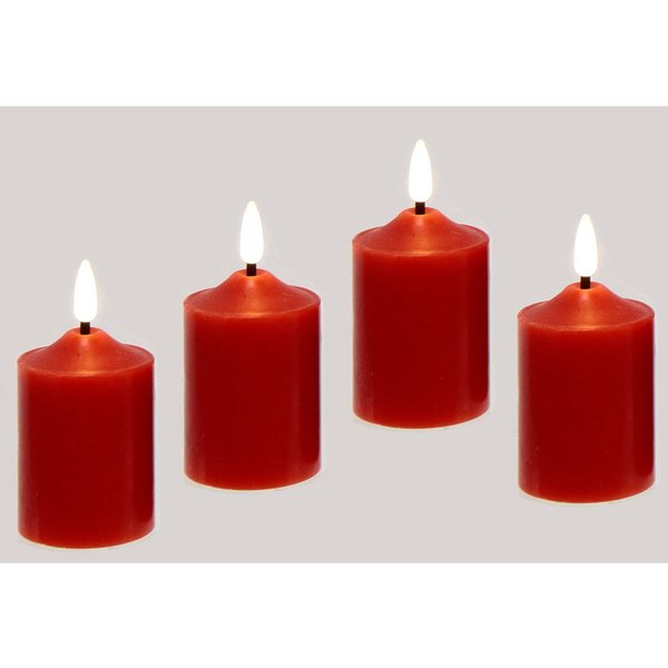 I.GE.A. LED-Kerze Kerzen 4er Set, aus Echtwachs Deko Stumpenkerze Adventskerze Adventskranz