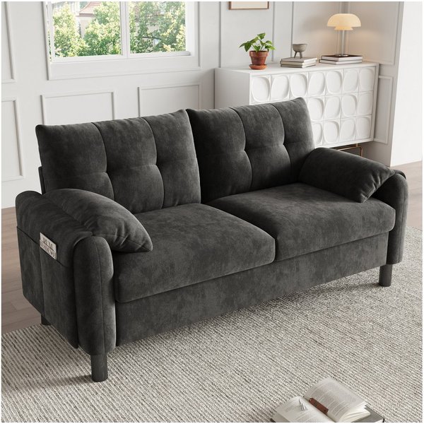 i@home 2-Sitzer Polstersofa, 2 Sitzer Sofa Klein Couch, Modernes Sofa, 158 cm Polstersofa aus Chenille-Stoff, Doppelsofa für Wohnzimmer,grau