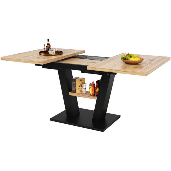 i@home Esstisch Teleskoptisch, Tisch, Küchentisch, Ausziehtisch, ausziehbar,Schwarz (Bis 60 kg belastbar, 118-157*70*75cm, 1 Tisch), mit Hilfe innenliegender Ei