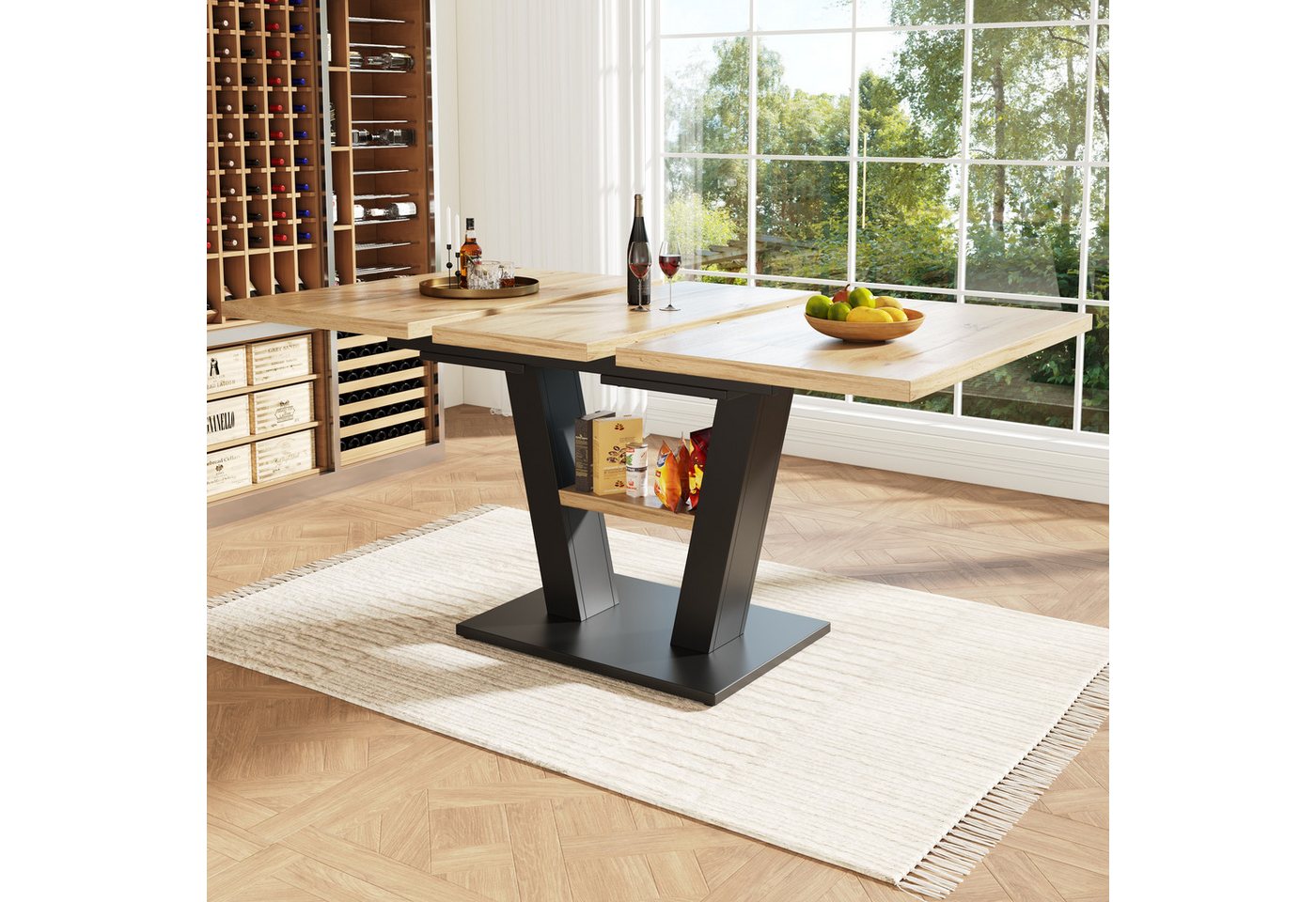 i@home Esstisch Teleskoptisch, Tisch, Küchentisch, Ausziehtisch, ausziehbar,Schwarz (Bis 60 kg belastbar, 118-157*70*75cm, 1 Tisch), mit Hilfe innenliegender Ei – Bild 2 von 5