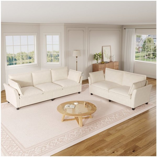 i@home Sofa Sofa-Set, modulare Wohnzimmer-Sofakombination, frei kombinierbar, 2 Teile, 3-Sitzer + 2-Sitzer, Mit Kissen, Cloud Komfort, Modernes Design