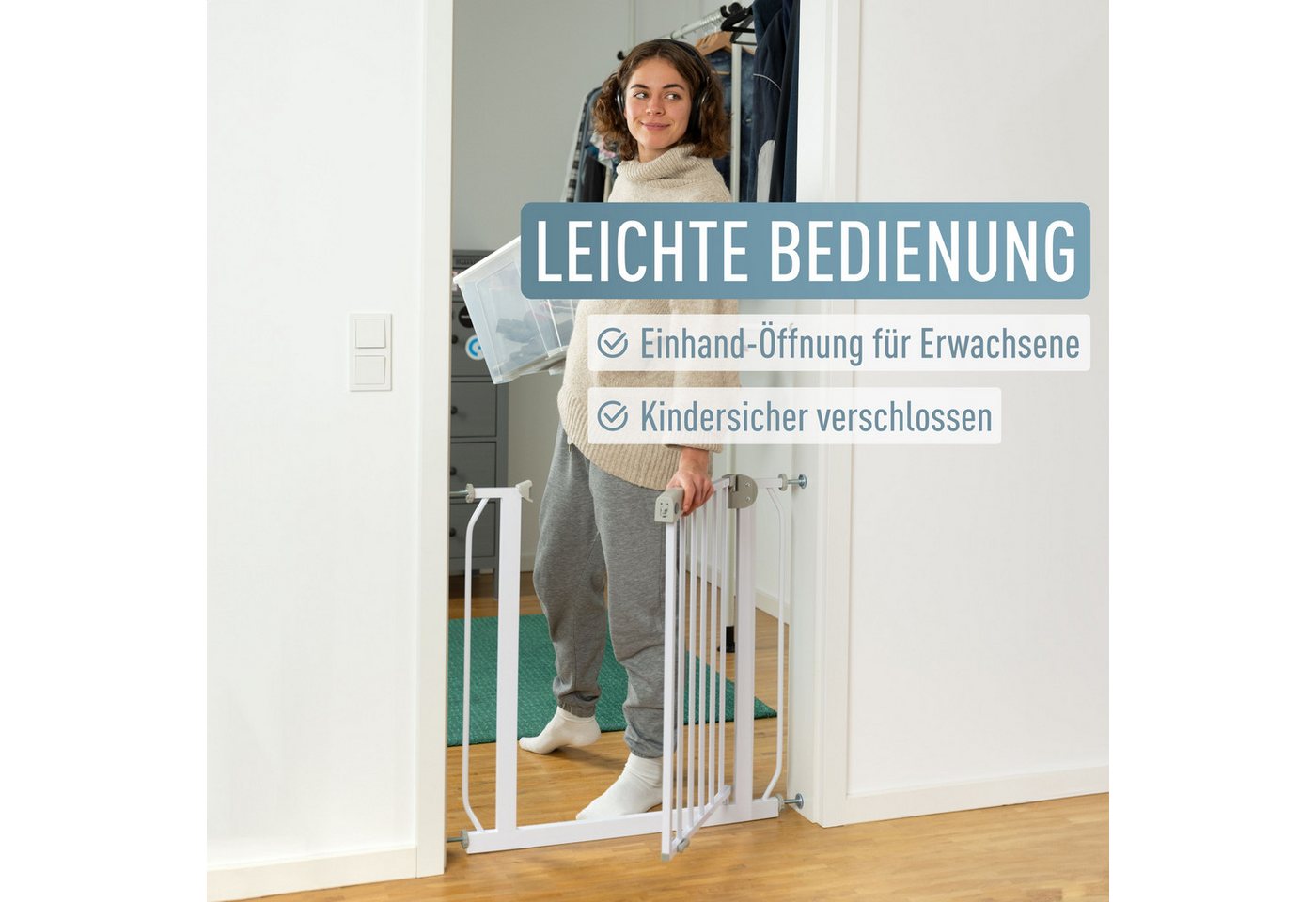 ib style Türschutzgitter Berrin S, Ohne Bohren, Sicherheitsgitter für Türen und Treppen, Zum Klemmen – Bild 2 von 4