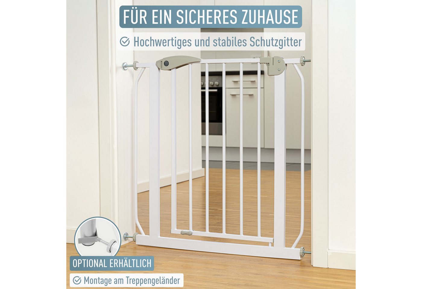 ib style Türschutzgitter Berrin S, Ohne Bohren, Sicherheitsgitter für Türen und Treppen, Zum Klemmen – Bild 3 von 4