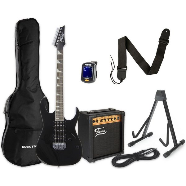 Ibanez E-Gitarre, E-Gitarren, E-Gitarren-Sets, Gio GRG170DX-BKN + MA 15 - E-Gitarren Anfänger Set