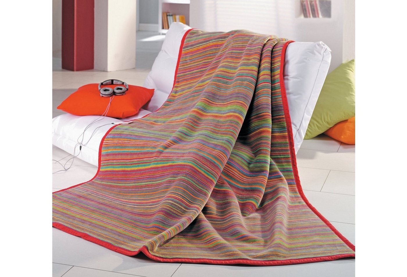 Wohndecke Jacquard Decke Malang, IBENA, mit filigranen Streifen, made in Europe – Bild 2 von 5