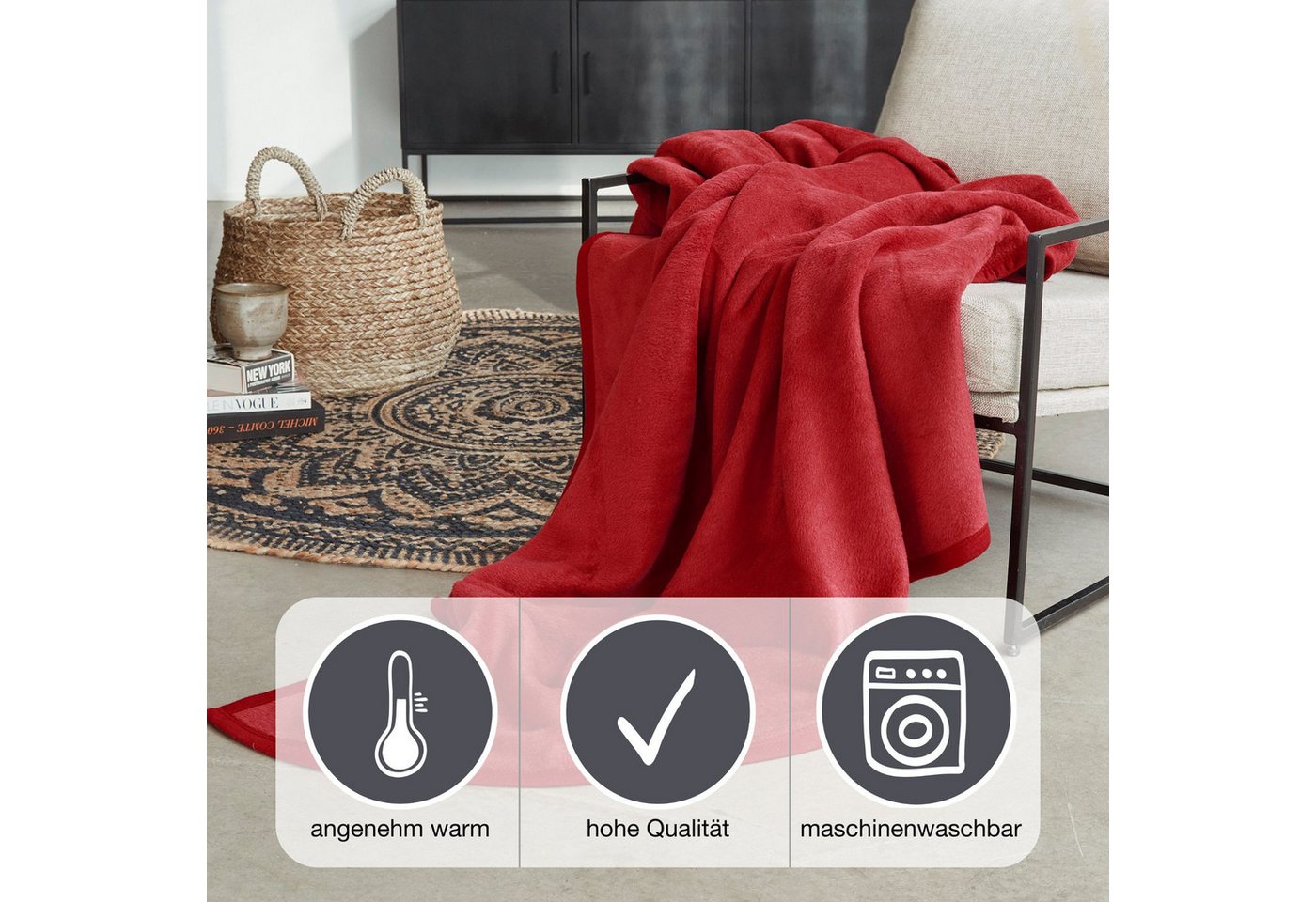 Wohndecke Luxus, IBENA, verschiedene Größen, uni, Kuscheldecke, Premium, made in Europe! – Bild 3 von 5