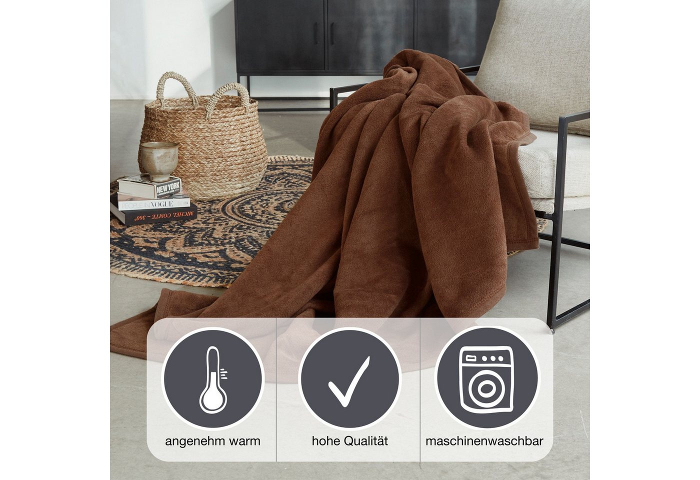 Wohndecke Luxus, IBENA, verschiedene Größen, uni, Kuscheldecke, Premium, made in Europe! – Bild 2 von 4