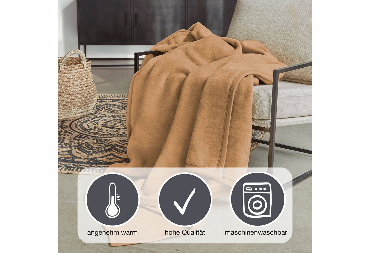Wohndecke Luxus, IBENA, verschiedene Größen, uni, Kuscheldecke, Premium, made in Europe! – Bild 2 von 4