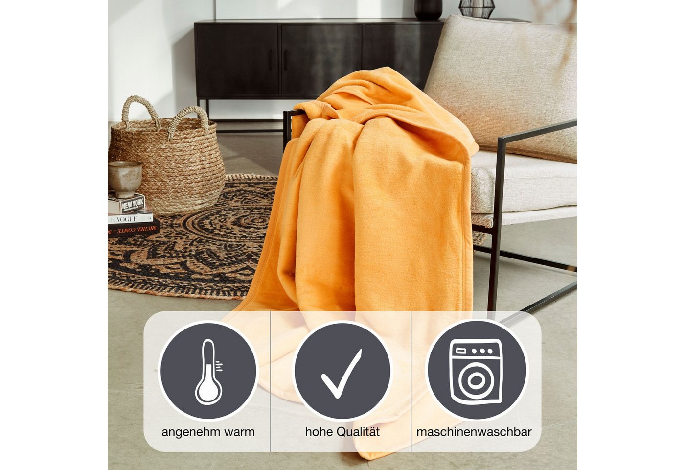 Wohndecke Luxus, IBENA, verschiedene Größen, uni, Kuscheldecke, Premium, made in Europe! – Bild 2 von 4